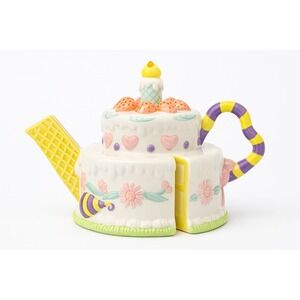 Fitz and Floyd Birthday Cake Teapot Ceramic Decorative Collectible Taiwan